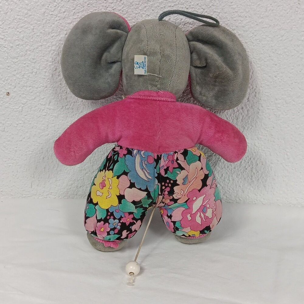 Sterntaler Musical Mouse Pink Floral Soft Body West Germany Vintage Flaws - Picture 2 of 10